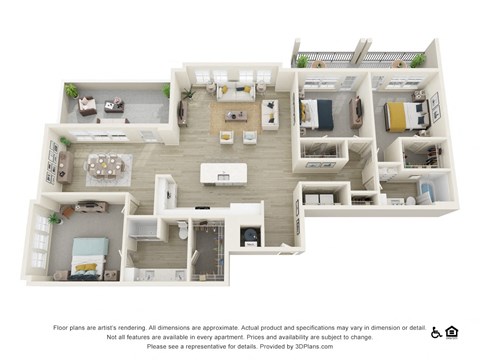 Floor plan for 3 beds, 2 baths, 1910 sqft
